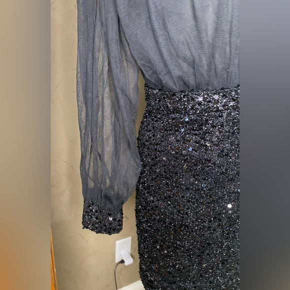 Nurel amir Fashion Sequin black mini Dress Party Long Sleeve size 42 - Picture 13 of 15